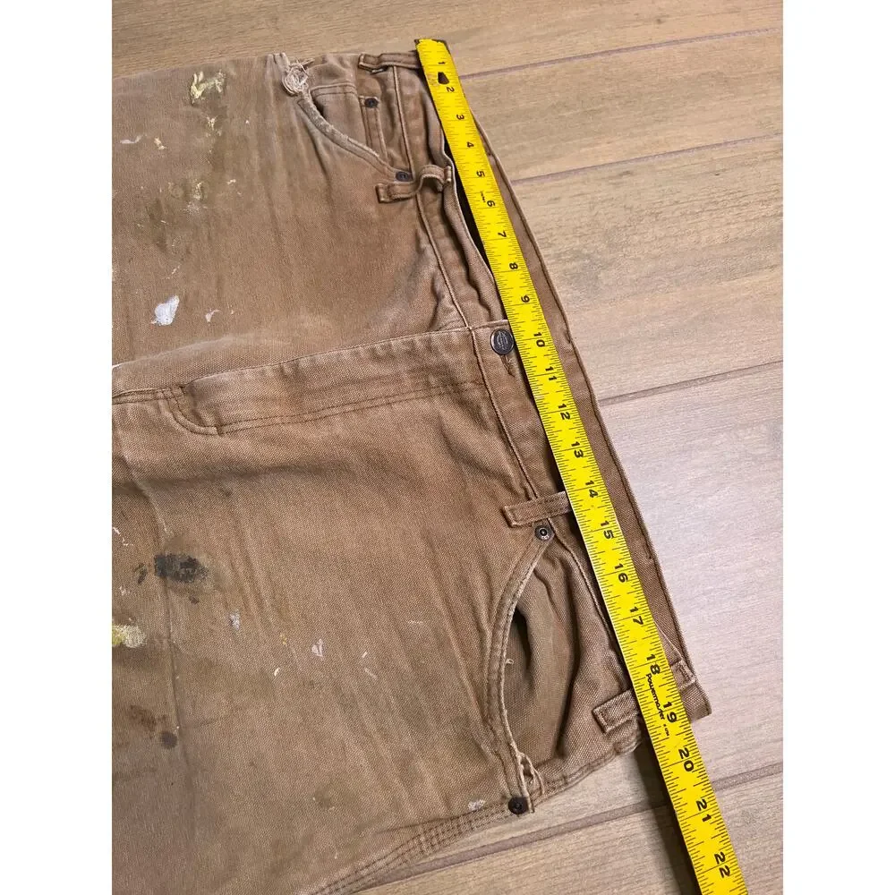 Vintage Dickies work‎ pants mens 38x30 canvas tan paint splatter distressed